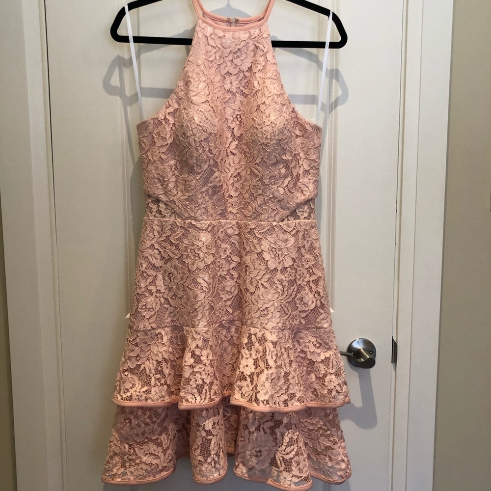 Xscape Dress Blush Pink Lace